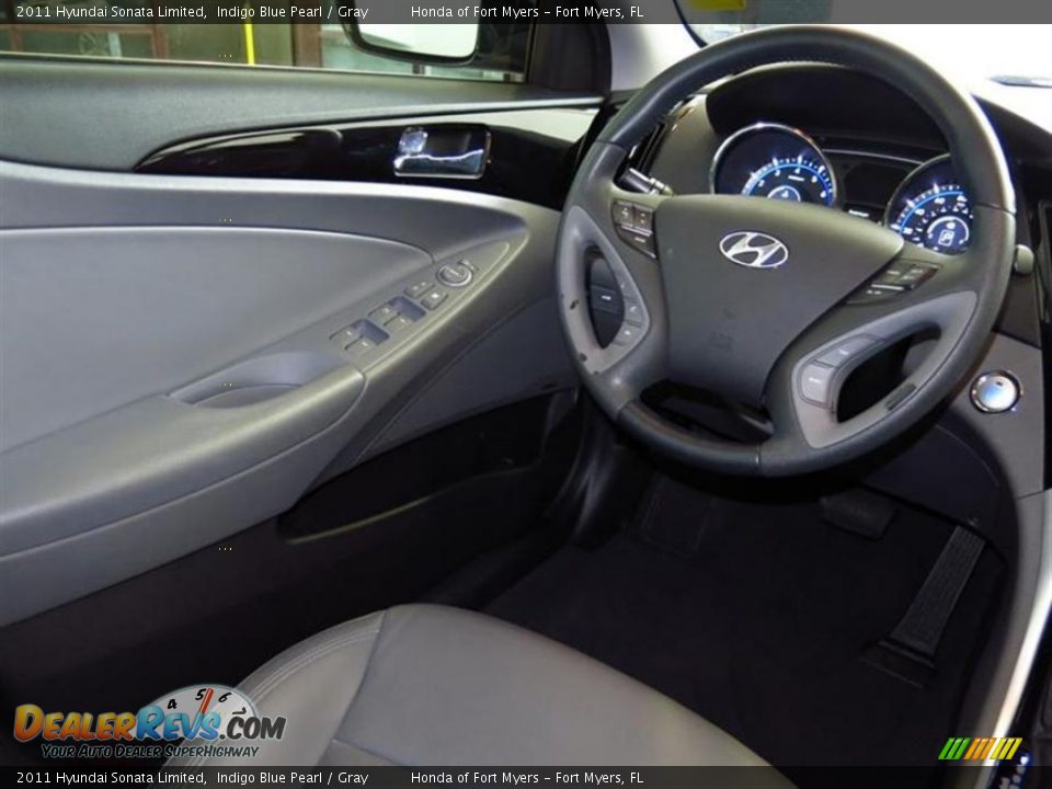 2011 Hyundai Sonata Limited Indigo Blue Pearl / Gray Photo #12