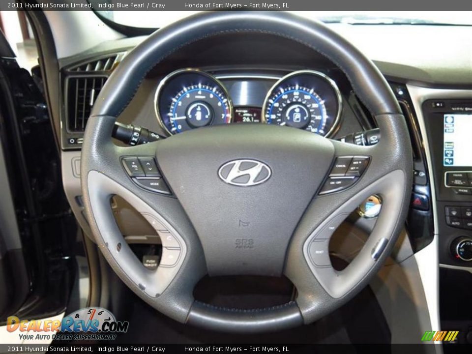 2011 Hyundai Sonata Limited Indigo Blue Pearl / Gray Photo #24