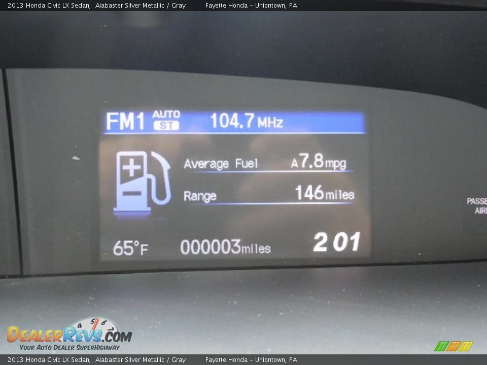 2013 Honda Civic LX Sedan Alabaster Silver Metallic / Gray Photo #20