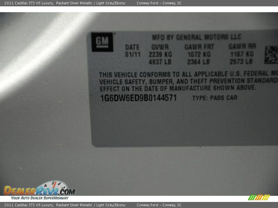2011 Cadillac STS V6 Luxury Radiant Silver Metallic / Light Gray/Ebony Photo #25