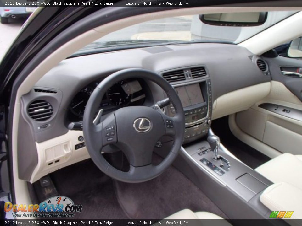 2010 Lexus IS 250 AWD Black Sapphire Pearl / Ecru Beige Photo #9