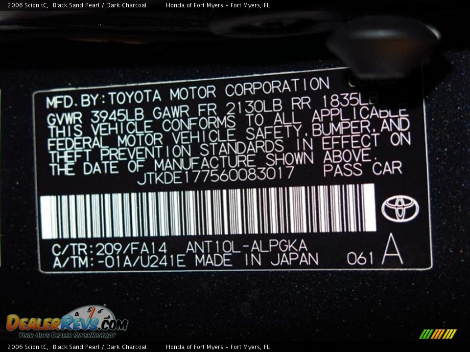 2006 Scion tC Black Sand Pearl / Dark Charcoal Photo #27