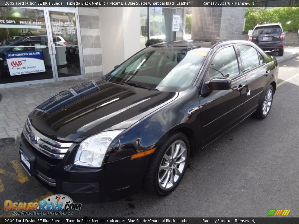 2009 Ford Fusion SE Blue Suede Tuxedo Black Metallic / Alcantara Blue Suede/Charcoal Black Leather Photo #1