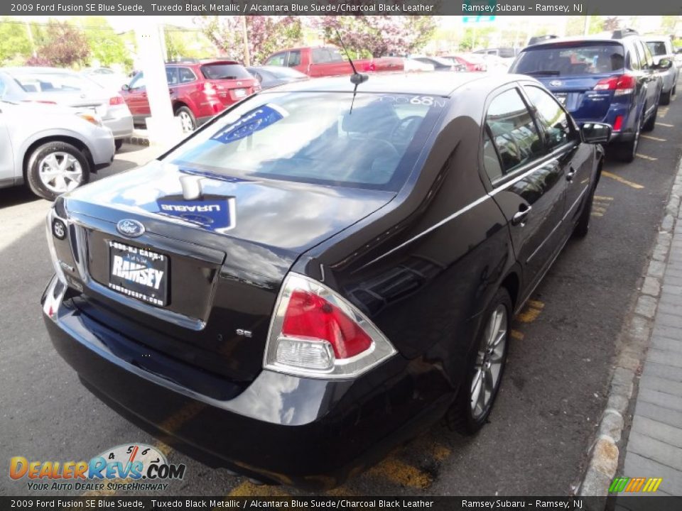 2009 Ford Fusion SE Blue Suede Tuxedo Black Metallic / Alcantara Blue Suede/Charcoal Black Leather Photo #7