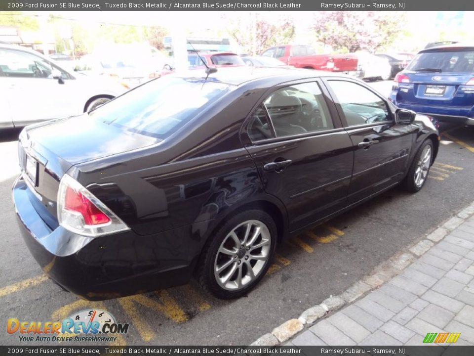 2009 Ford Fusion SE Blue Suede Tuxedo Black Metallic / Alcantara Blue Suede/Charcoal Black Leather Photo #8