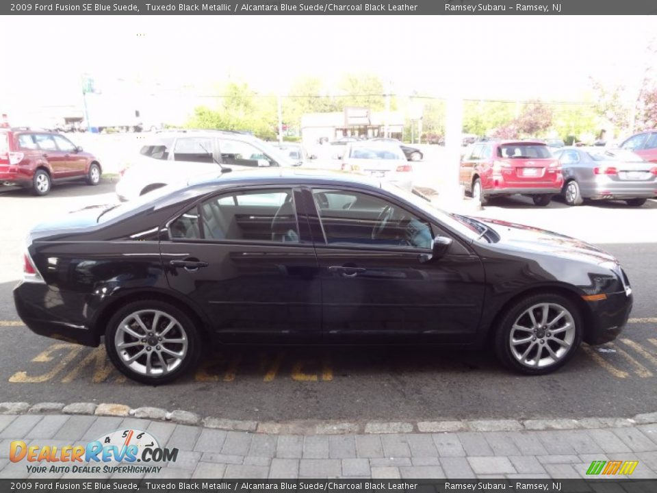 2009 Ford Fusion SE Blue Suede Tuxedo Black Metallic / Alcantara Blue Suede/Charcoal Black Leather Photo #9
