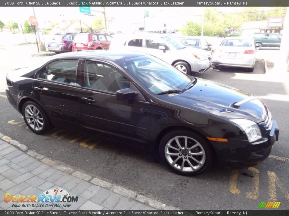 2009 Ford Fusion SE Blue Suede Tuxedo Black Metallic / Alcantara Blue Suede/Charcoal Black Leather Photo #10