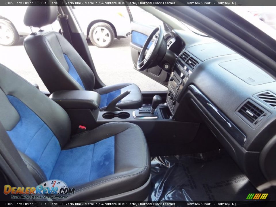 2009 Ford Fusion SE Blue Suede Tuxedo Black Metallic / Alcantara Blue Suede/Charcoal Black Leather Photo #18
