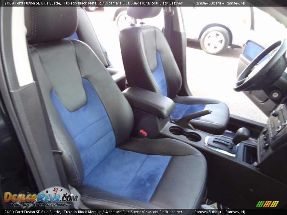 2009 Ford Fusion SE Blue Suede Tuxedo Black Metallic / Alcantara Blue Suede/Charcoal Black Leather Photo #20