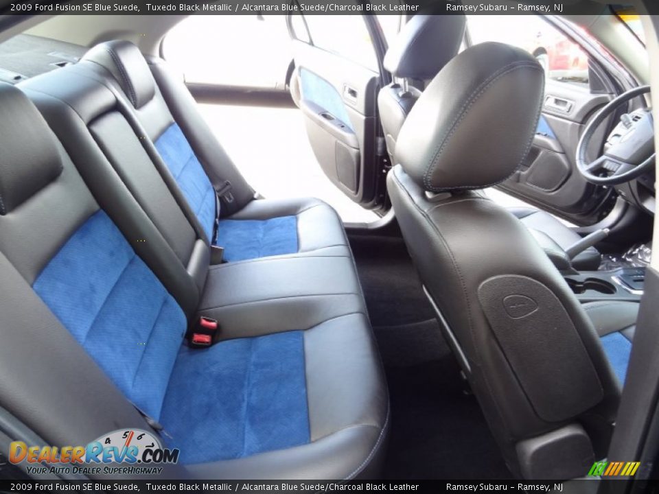 2009 Ford Fusion SE Blue Suede Tuxedo Black Metallic / Alcantara Blue Suede/Charcoal Black Leather Photo #21