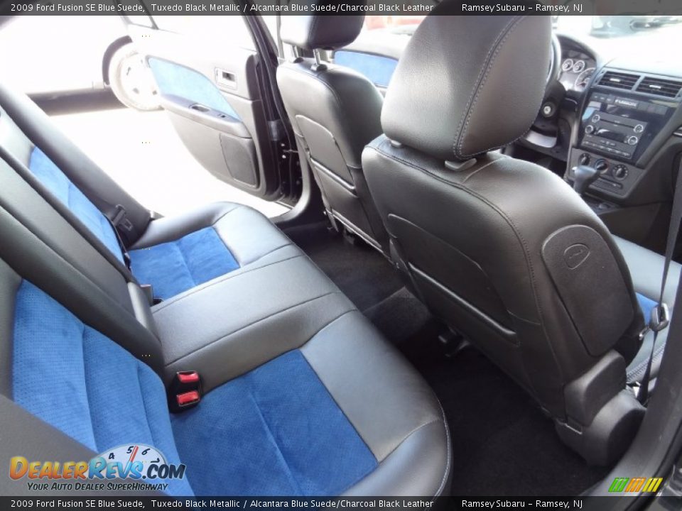 2009 Ford Fusion SE Blue Suede Tuxedo Black Metallic / Alcantara Blue Suede/Charcoal Black Leather Photo #22