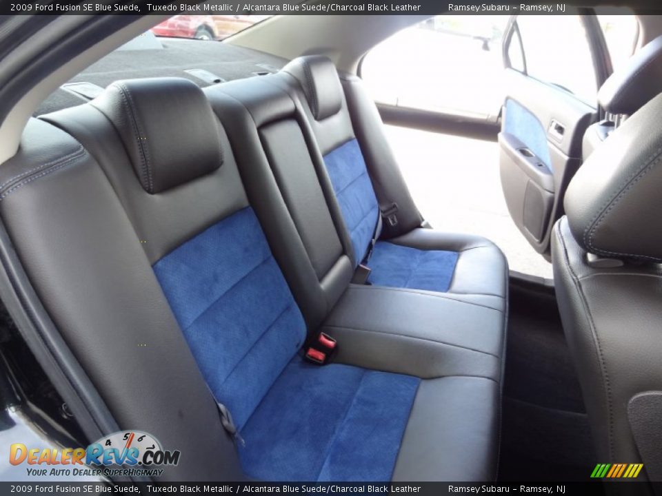 2009 Ford Fusion SE Blue Suede Tuxedo Black Metallic / Alcantara Blue Suede/Charcoal Black Leather Photo #23