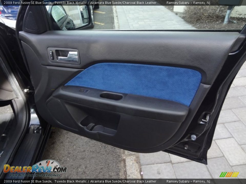2009 Ford Fusion SE Blue Suede Tuxedo Black Metallic / Alcantara Blue Suede/Charcoal Black Leather Photo #25
