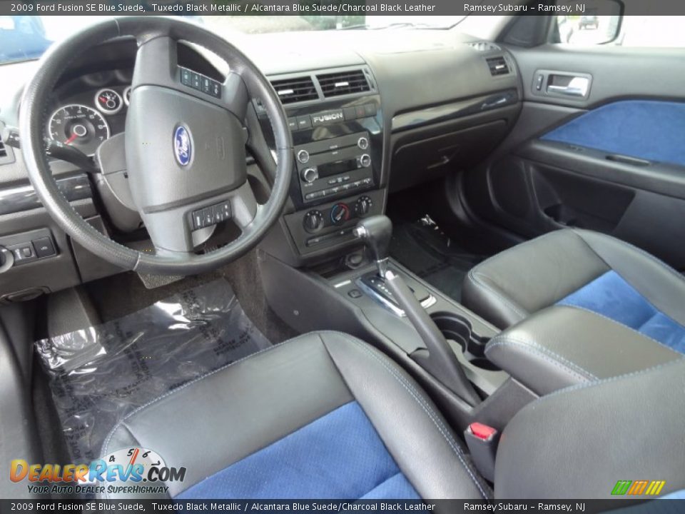 Alcantara Blue Suede/Charcoal Black Leather Interior - 2009 Ford Fusion SE Blue Suede Photo #28