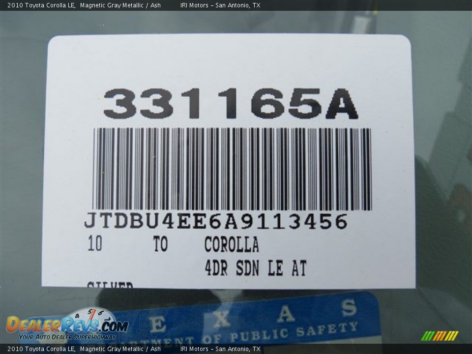 2010 Toyota Corolla LE Magnetic Gray Metallic / Ash Photo #18