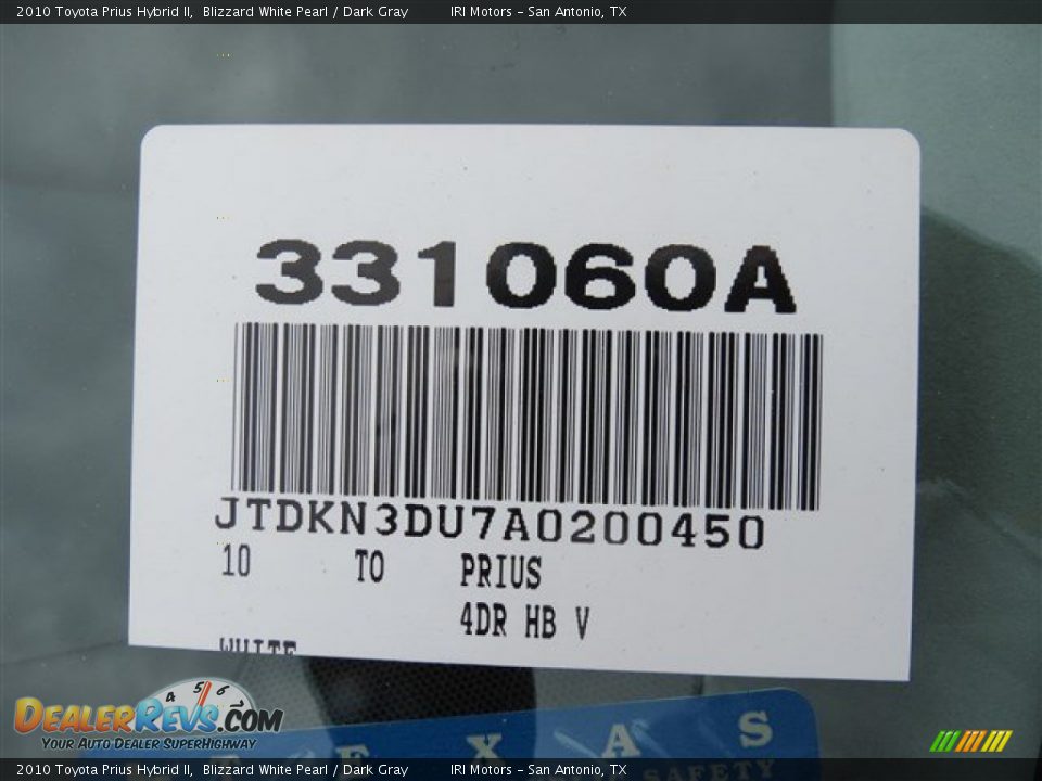 2010 Toyota Prius Hybrid II Blizzard White Pearl / Dark Gray Photo #19