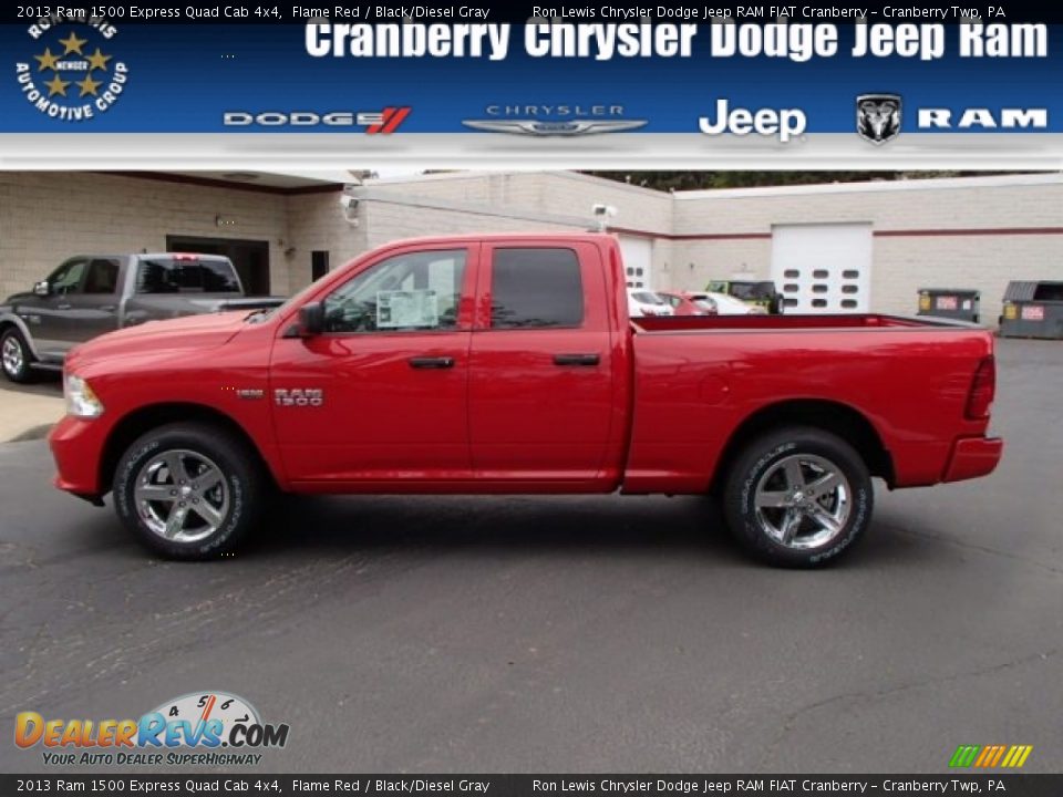 2013 Ram 1500 Express Quad Cab 4x4 Flame Red / Black/Diesel Gray Photo #1