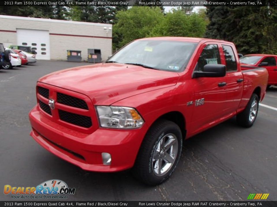 2013 Ram 1500 Express Quad Cab 4x4 Flame Red / Black/Diesel Gray Photo #2