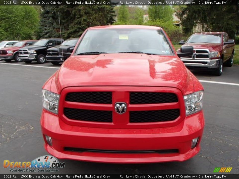 2013 Ram 1500 Express Quad Cab 4x4 Flame Red / Black/Diesel Gray Photo #3