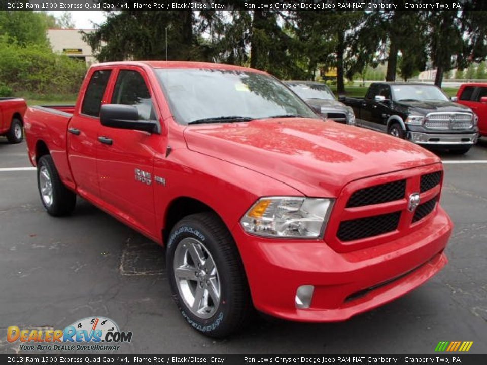 2013 Ram 1500 Express Quad Cab 4x4 Flame Red / Black/Diesel Gray Photo #4