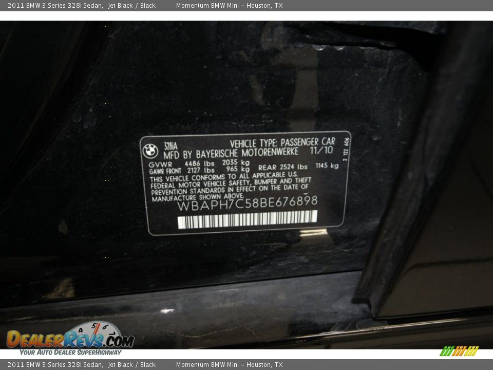 2011 BMW 3 Series 328i Sedan Jet Black / Black Photo #9