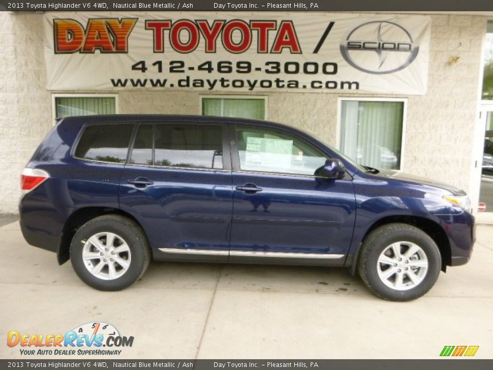 2013 Toyota Highlander V6 4WD Nautical Blue Metallic / Ash Photo #1