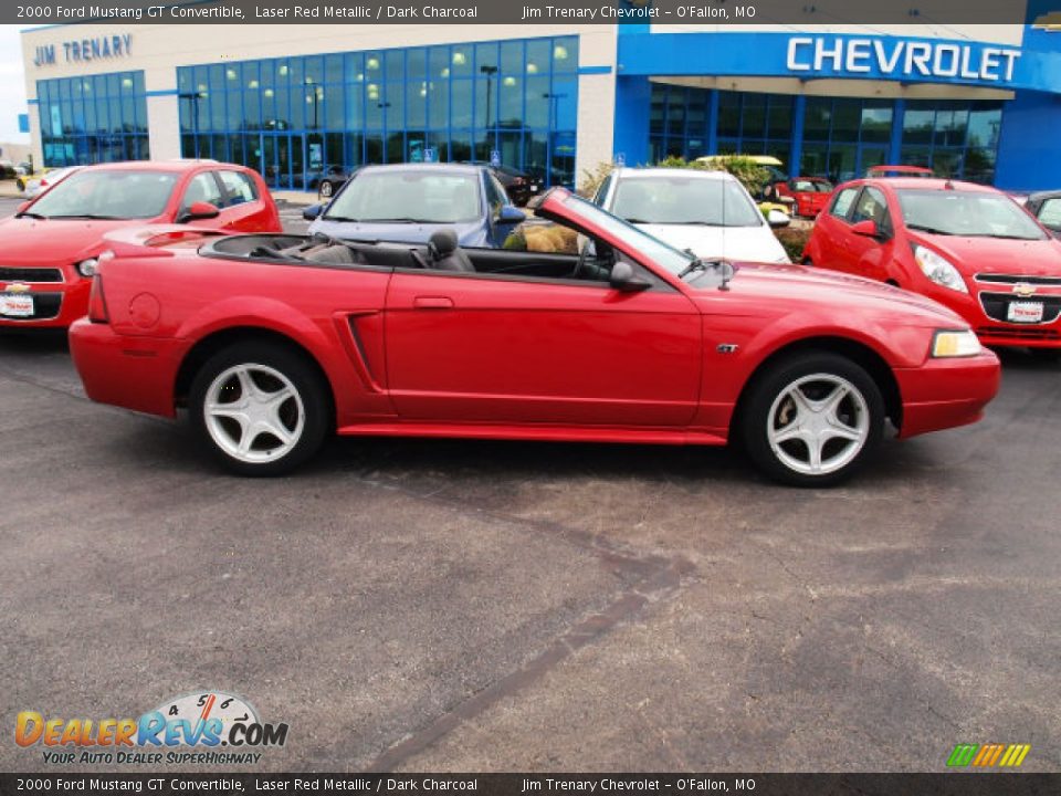 2000 Ford Mustang GT Convertible Laser Red Metallic / Dark Charcoal Photo #2