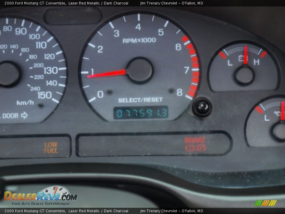 2000 Ford Mustang GT Convertible Laser Red Metallic / Dark Charcoal Photo #15