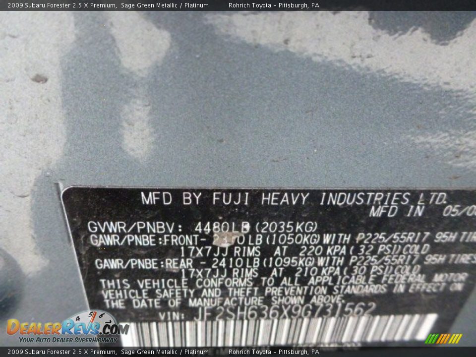2009 Subaru Forester 2.5 X Premium Sage Green Metallic / Platinum Photo #20
