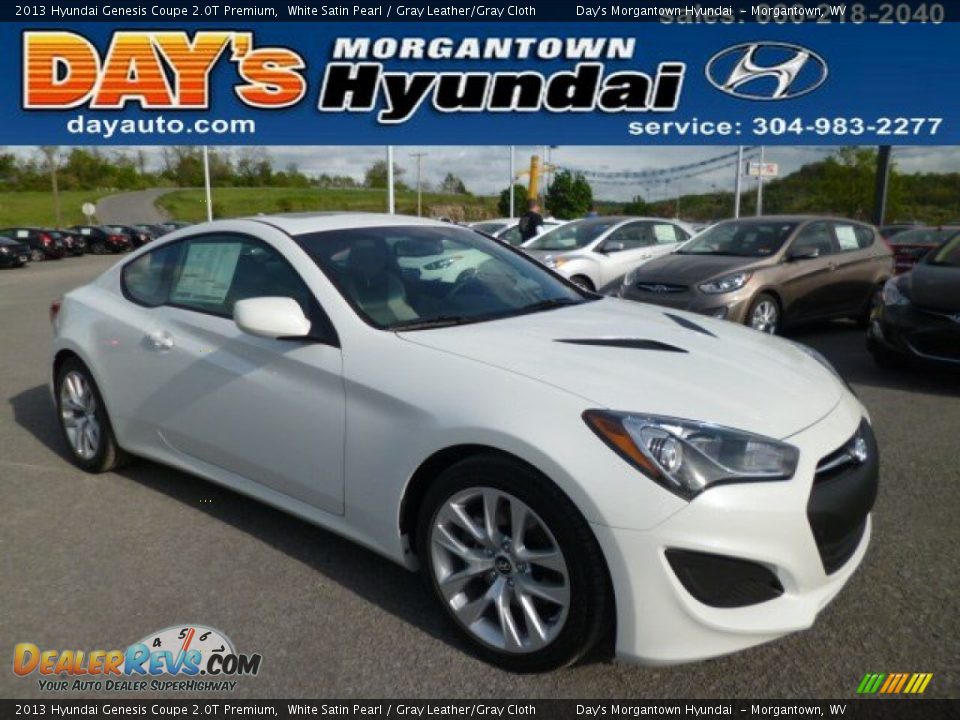 2013 Hyundai Genesis Coupe 2.0T Premium White Satin Pearl / Gray Leather/Gray Cloth Photo #1