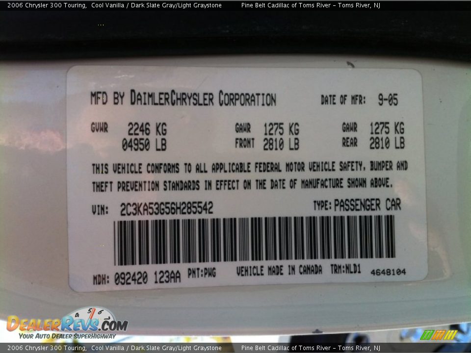 2006 Chrysler 300 Touring Cool Vanilla / Dark Slate Gray/Light Graystone Photo #12