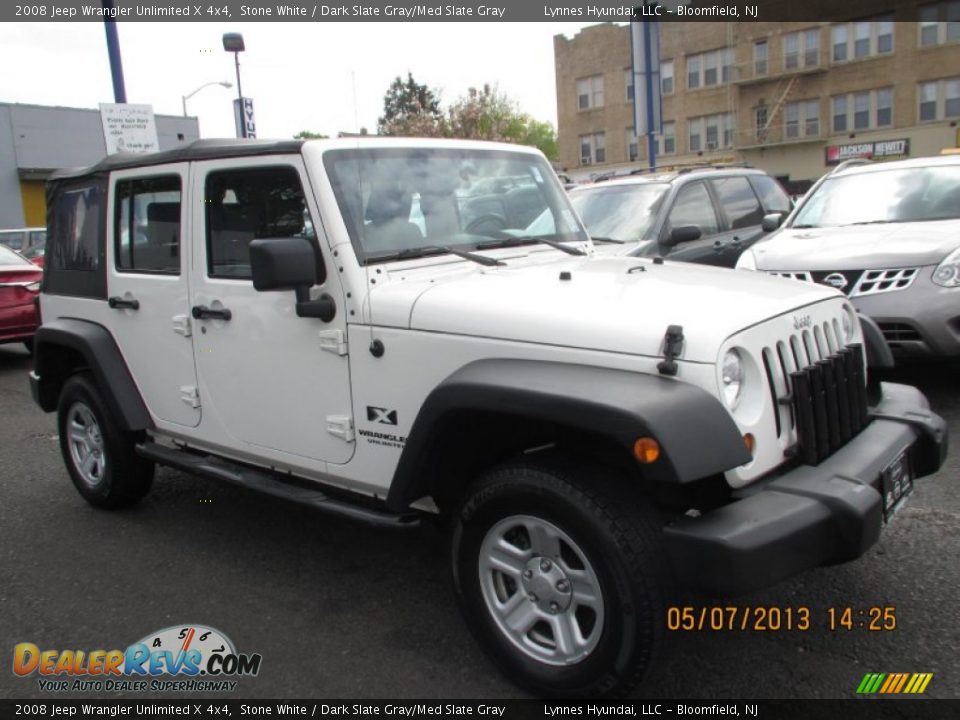 2008 Jeep Wrangler Unlimited X 4x4 Stone White / Dark Slate Gray/Med Slate Gray Photo #2