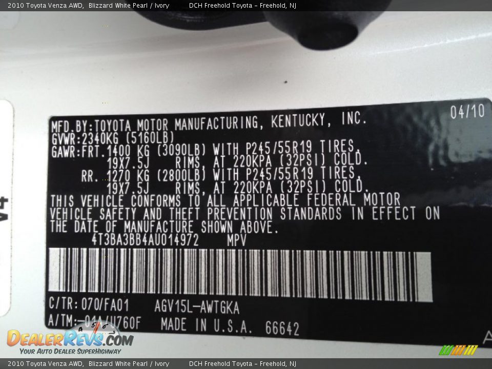 2010 Toyota Venza AWD Blizzard White Pearl / Ivory Photo #16