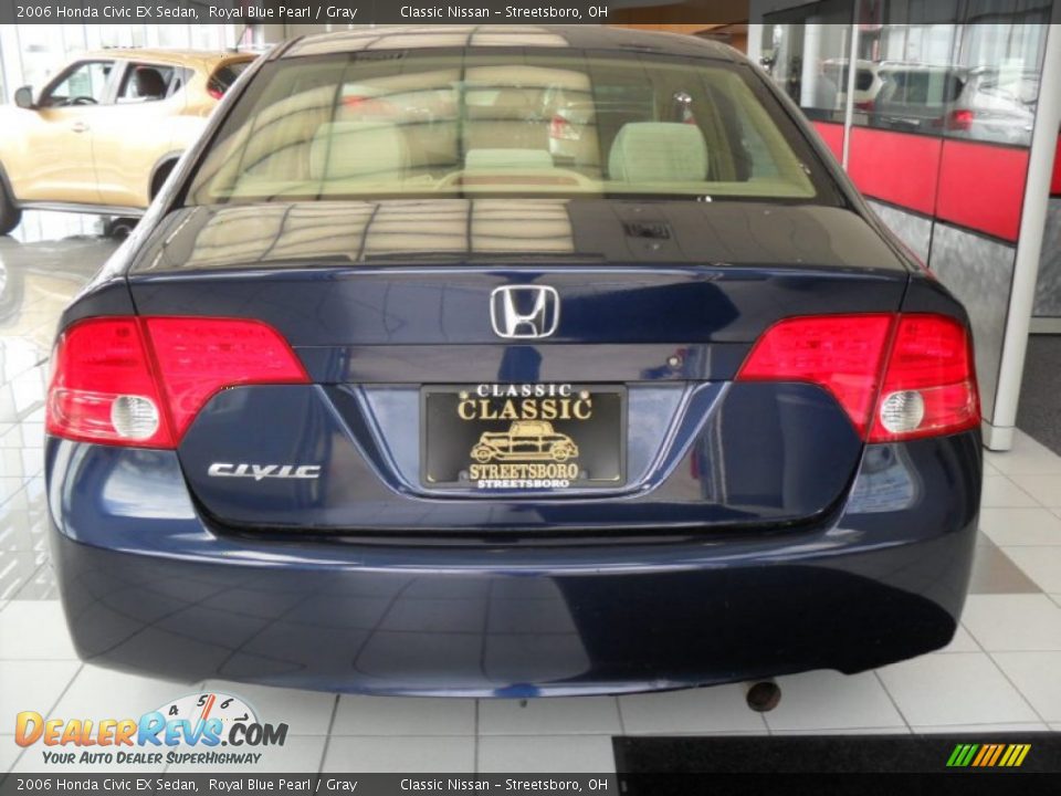 2006 Honda Civic EX Sedan Royal Blue Pearl / Gray Photo #6
