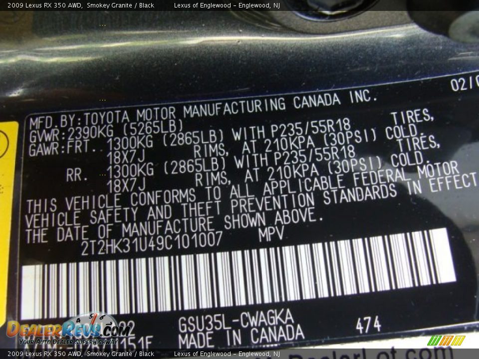 2009 Lexus RX 350 AWD Smokey Granite / Black Photo #23