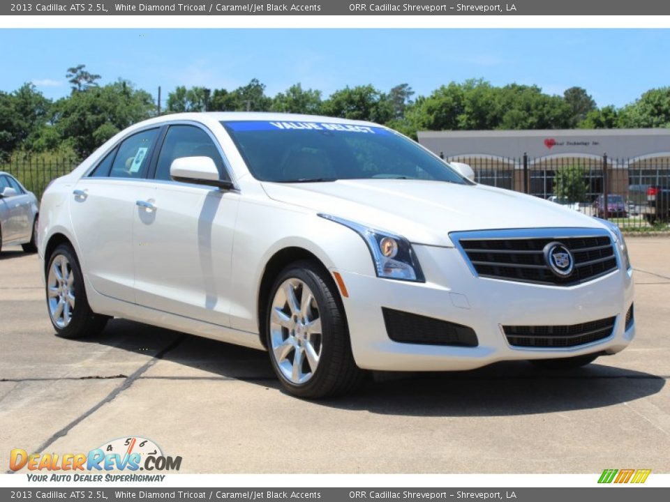 2013 Cadillac ATS 2.5L White Diamond Tricoat / Caramel/Jet Black Accents Photo #1