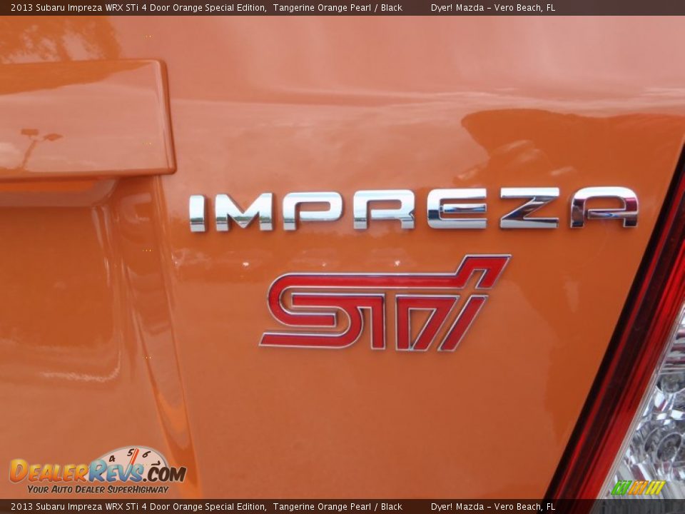2013 Subaru Impreza WRX STi 4 Door Orange Special Edition Logo Photo #7