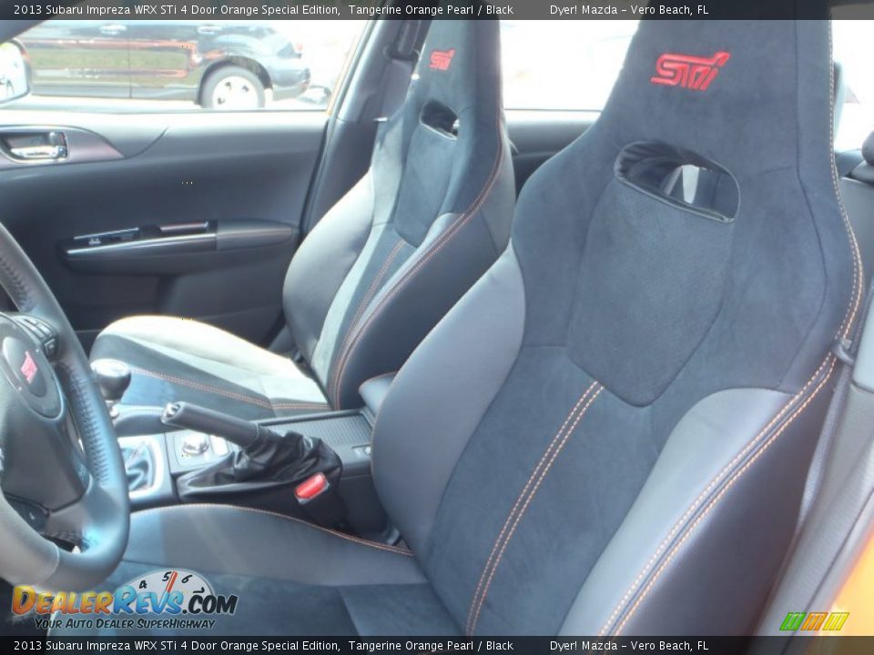Black Interior - 2013 Subaru Impreza WRX STi 4 Door Orange Special Edition Photo #22