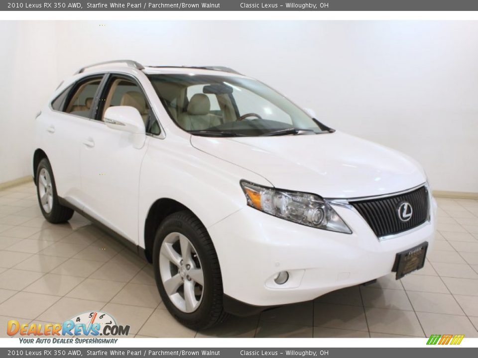 2010 Lexus RX 350 AWD Starfire White Pearl / Parchment/Brown Walnut Photo #1