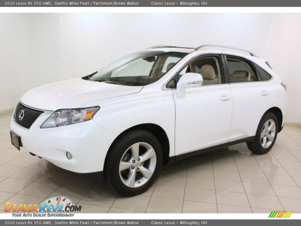 2010 Lexus RX 350 AWD Starfire White Pearl / Parchment/Brown Walnut Photo #3