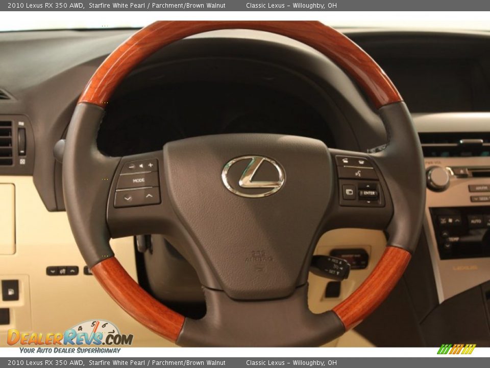2010 Lexus RX 350 AWD Starfire White Pearl / Parchment/Brown Walnut Photo #9