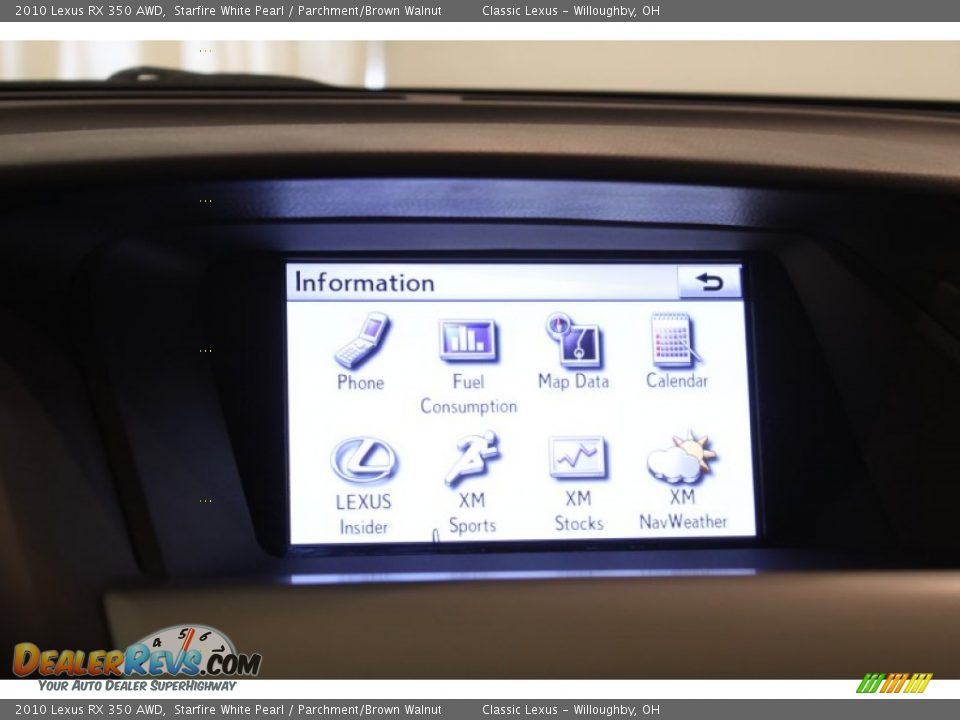 2010 Lexus RX 350 AWD Starfire White Pearl / Parchment/Brown Walnut Photo #18