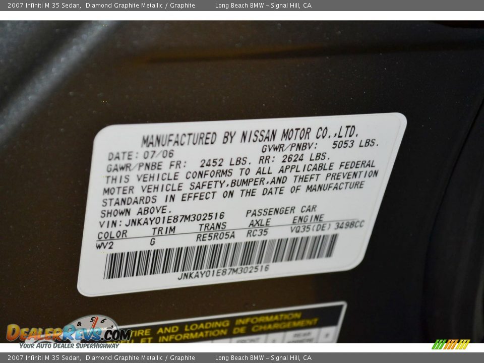 2007 Infiniti M 35 Sedan Diamond Graphite Metallic / Graphite Photo #8