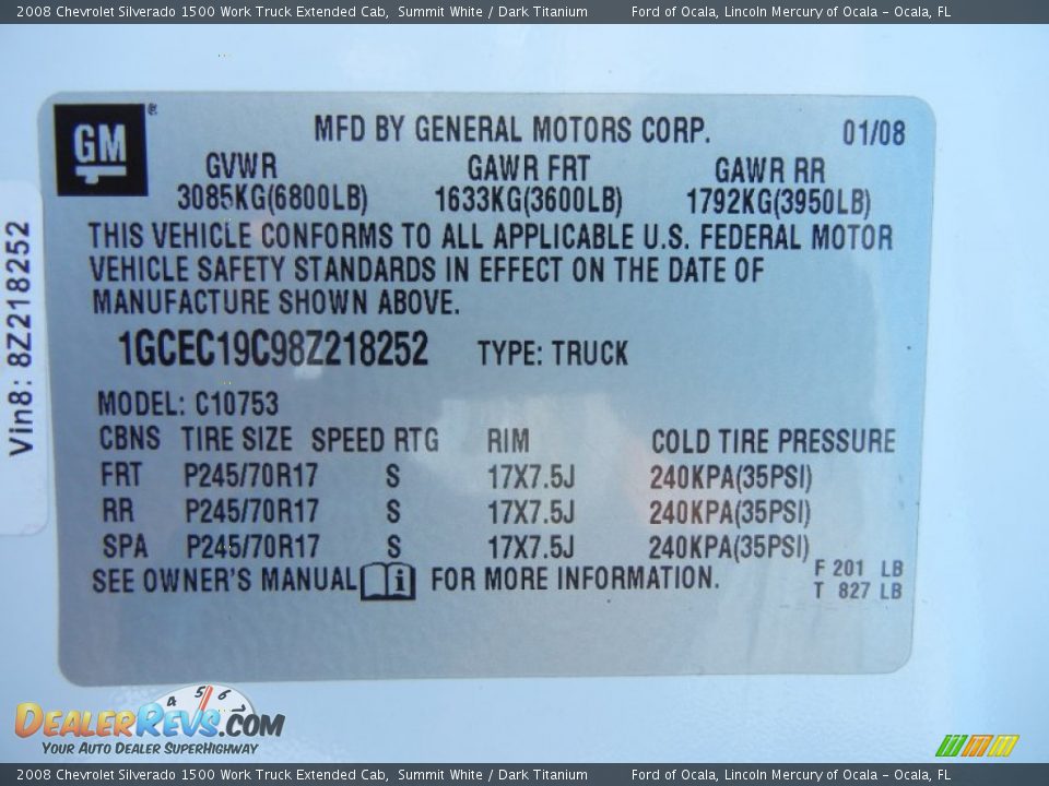 2008 Chevrolet Silverado 1500 Work Truck Extended Cab Summit White / Dark Titanium Photo #25