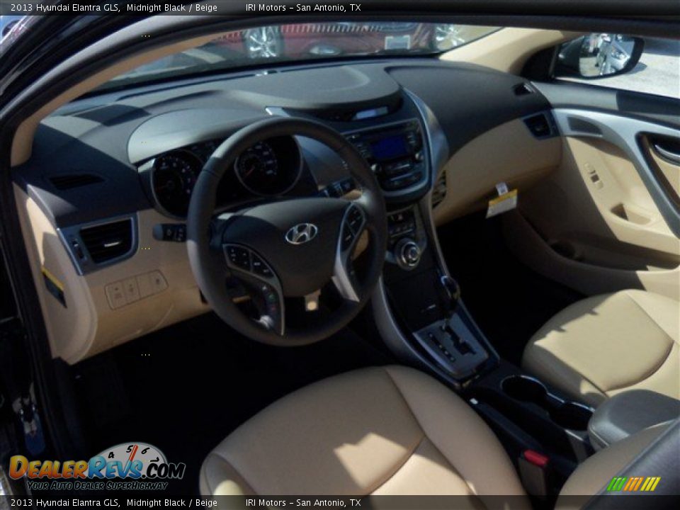 2013 Hyundai Elantra GLS Midnight Black / Beige Photo #11