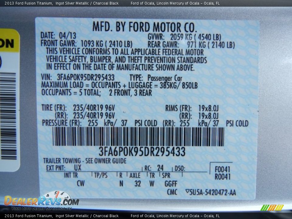 2013 Ford Fusion Titanium Ingot Silver Metallic / Charcoal Black Photo #12