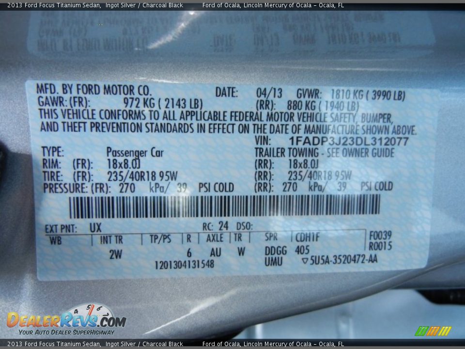 2013 Ford Focus Titanium Sedan Ingot Silver / Charcoal Black Photo #12