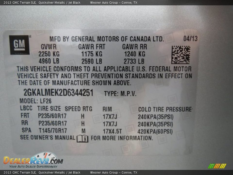 2013 GMC Terrain SLE Quicksilver Metallic / Jet Black Photo #8