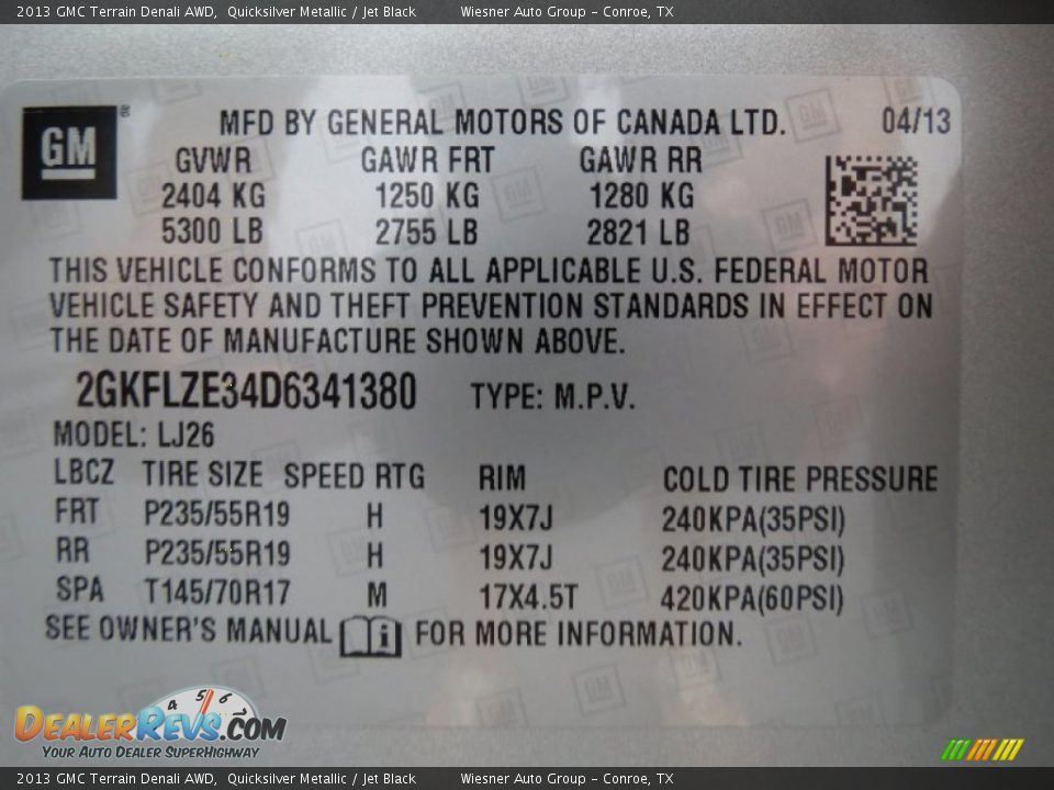 2013 GMC Terrain Denali AWD Quicksilver Metallic / Jet Black Photo #9