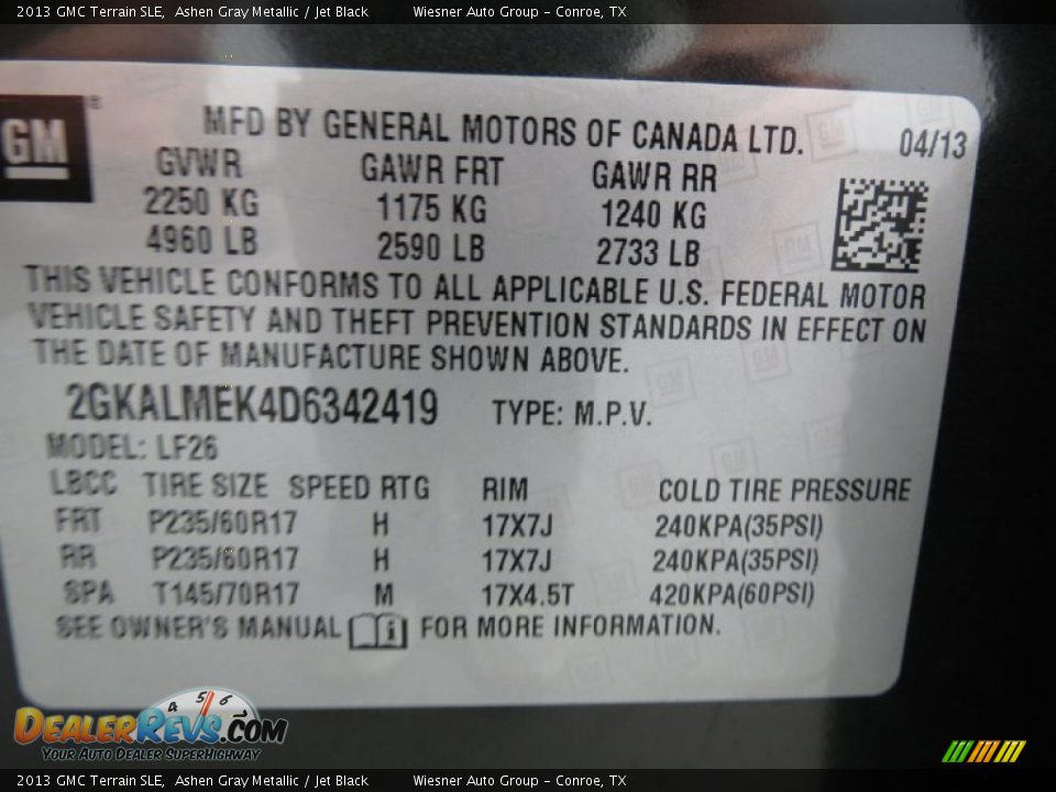 2013 GMC Terrain SLE Ashen Gray Metallic / Jet Black Photo #6